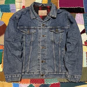 Vintage 90s Levi’s Flannel Lined Blue Denim Trucker Jacket XL